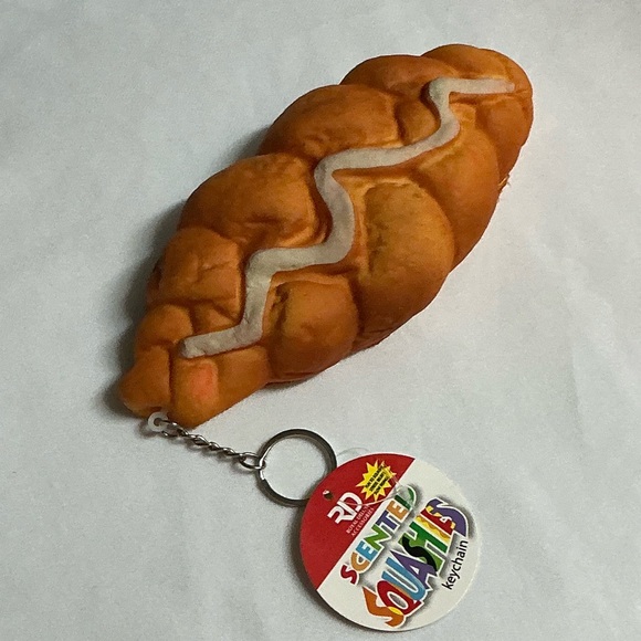 Pretend Bread Croissant Keychain with written Mayonnaise - Picture 9 of 14
